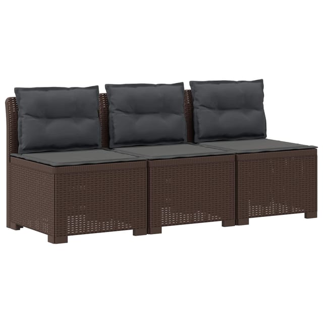 3-sitzer Garten Sofa Mit Kissen Rattan-look 3-sitzer Pp Braun Vidaxl