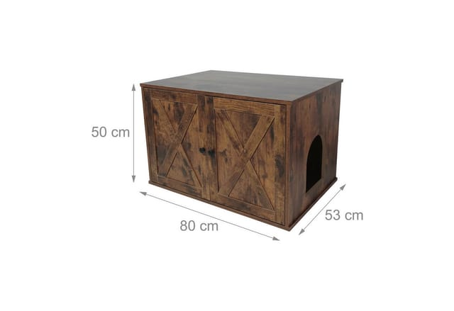 Relaxdays Katzenschrank für Katzentoilette, Trennwand, Eingang, Katzenklo verstecken, HBT: 50x80x53 cm, dunkelbraun