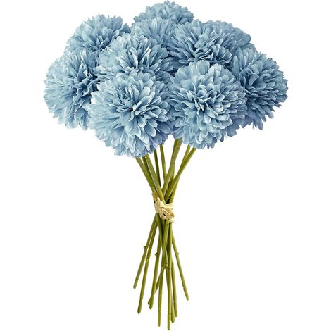 Künstliche Hortensienblüten, 12 Stück, Künstliche Chrysanthemenkugeln, Seidenhortensienstrauß, Künstliche Blumen Für Zuhause, Garten, Party, Bürodekoration (blau)