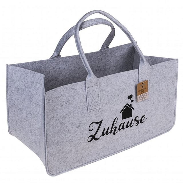 Kaminholz Tragetasche Kamin Holz Trage Korb Tasche grau