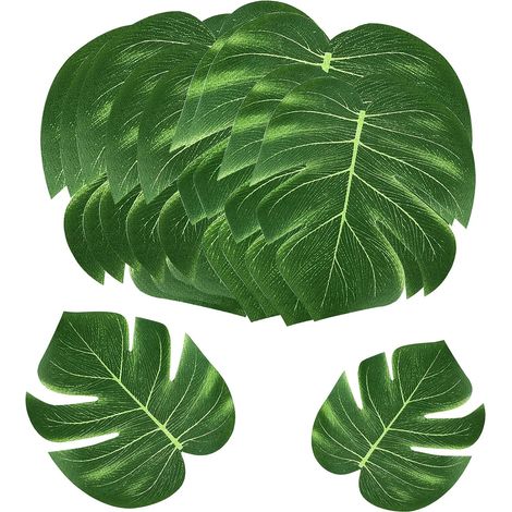 Set Mit 24 Dekorativen Tropischen Blättern, Künstlichen Palmenblättern, Hawaiianischen Monstera-pflanzen, Dschungel-thema-dekorationen Zum Valentinstag