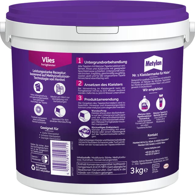 Henkel Metylan Vliestapetenkleister 3 kg