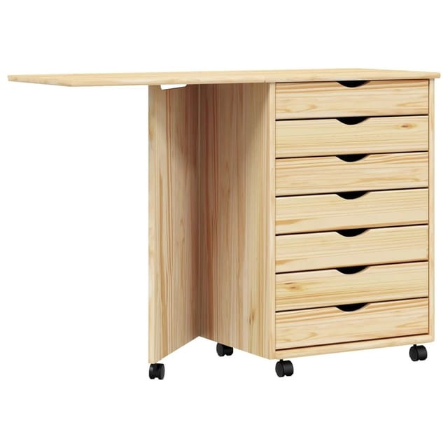 Rollwagen mit Schreibtisch MOSS Klarlack 105,5 x 39 x 74,5 cm vidaXL