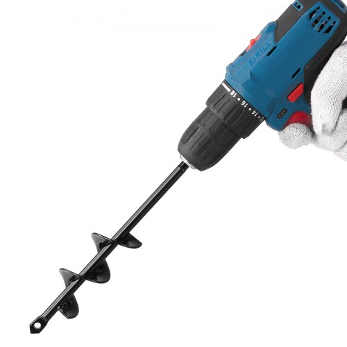 VEVOR Erdbohrer für Bohrmaschine, Ø 4 x 22 cm Pfahlbohrer, für 3/8-Zoll-Sechskant-Bohrer, Erdlochbohrer, Gartenbohrer, Lochbohraufsätze zum Graben