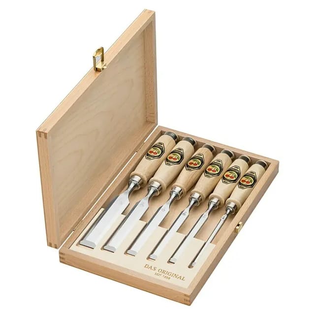 Stechbeitelsatz 6tlg. Holzkasten Kirsche