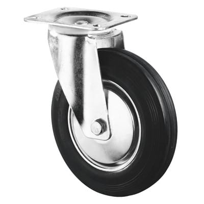 Lenkrolle 200mm L400.B55 Platte,Gummi schw.,RL L400.B55.201