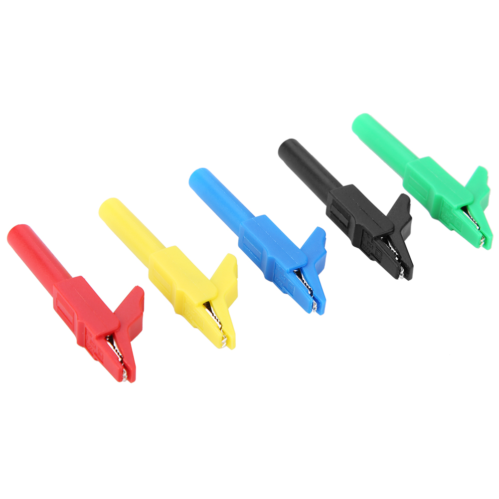P2007 Lot De 5 Pinces Crocodiles Entièrement Isolées 15 A/300 V Pour Fiches Bananes De 4 Mm