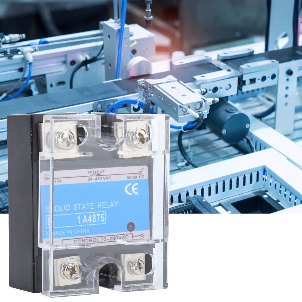 Relais Statique Monophasé Entrée 70-280 Vca Charge 24-480 Vca Équipement Électrique Ac Ssr Pour Machines Cnc (berm-1 A4875 (75 A) )