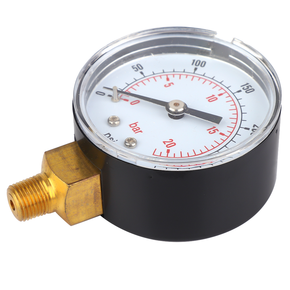Manomètre À Cadran De 50 Mm, Raccord Inférieur 1/8 Bspt Pour Air, Eau, Huile Et Gaz (0-300 Psi 0-20 Bar)