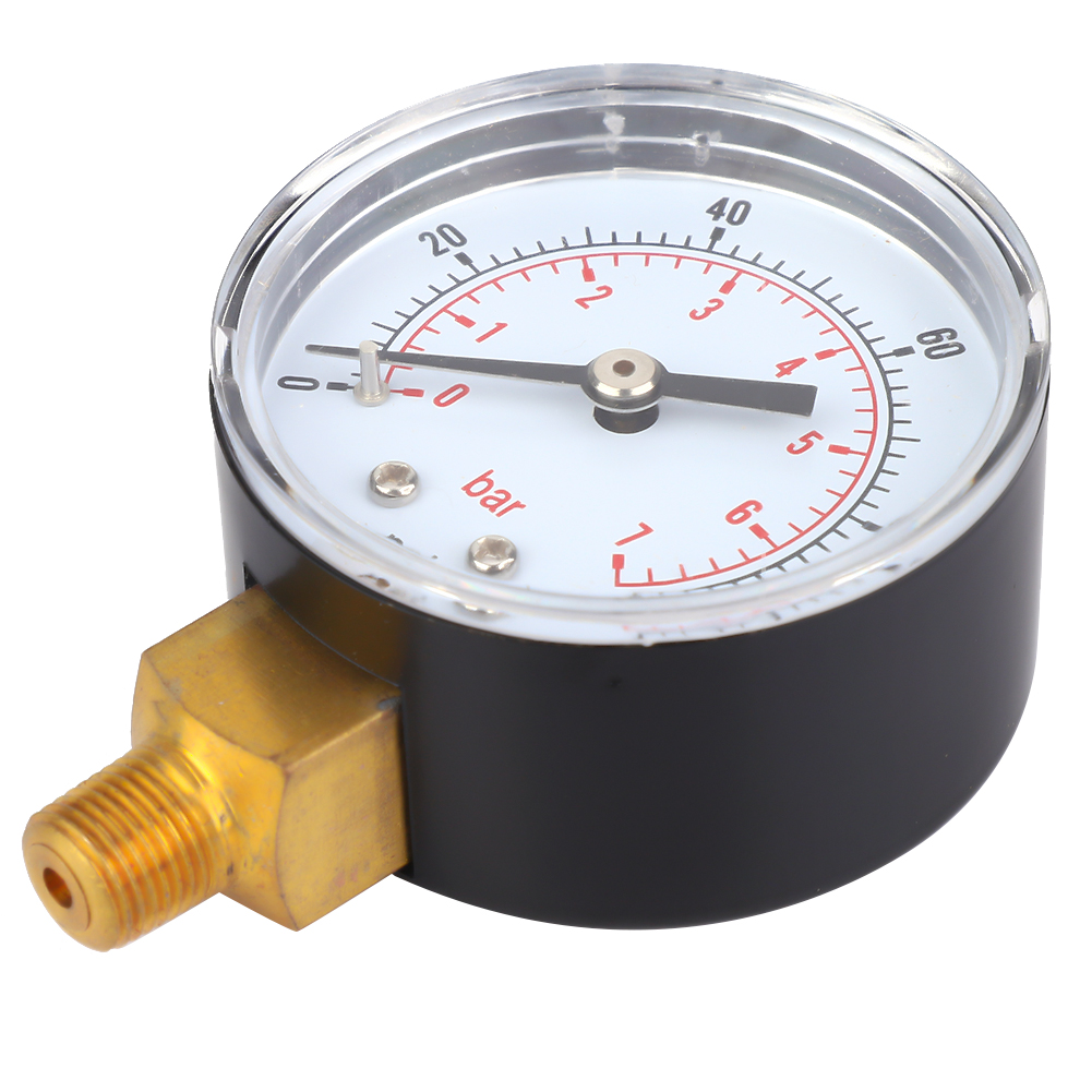 Manomètre À Cadran De 50 Mm, Raccord Inférieur 1/8 Bspt Pour Air, Eau, Huile Et Gaz (0-100 Psi 0-7 Bar)