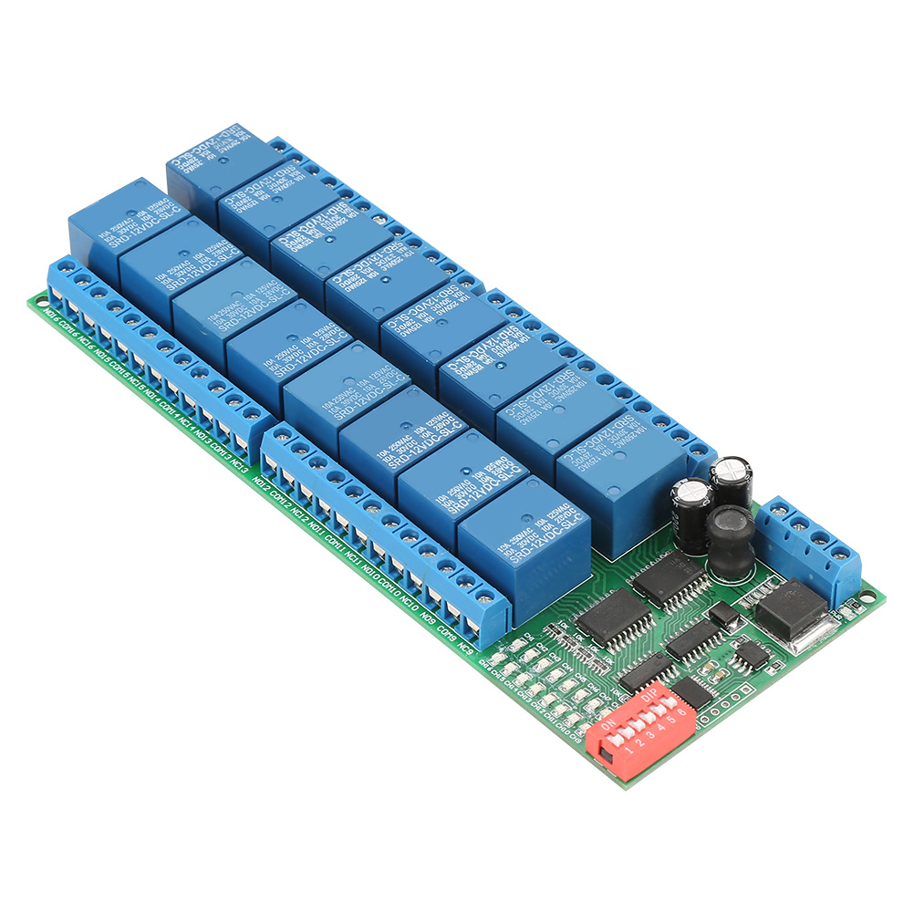 Module Relais 16 Canaux Modbus Rtu Rs485 12 V Cc, Contrôleur Plc, Port Série, Commutateur