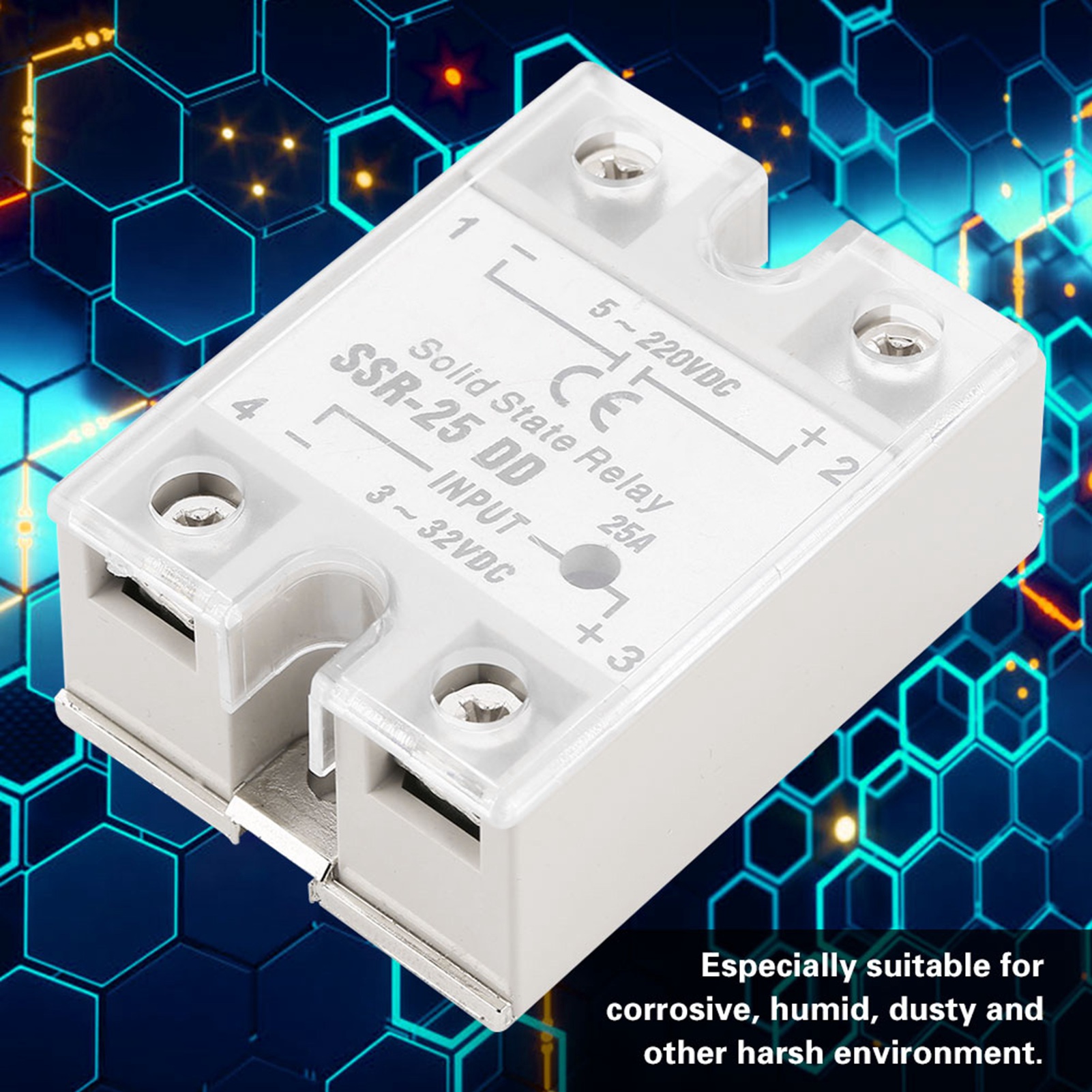 Relais Statique Ssr-25 Dd 25a 5-220vdc Pour Processus D'Automatisation Industrielle