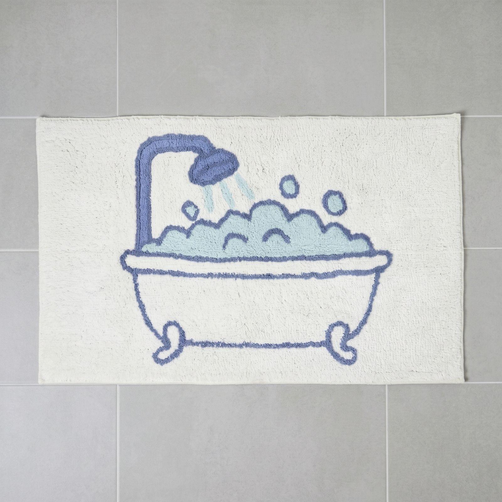 Homescapes Badematte Happy Bath 50x80 Cm – Badteppich Mit Badewannen-motiv, 100 % Baumwolle