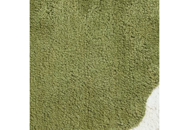 Homescapes Badematte Rund Mit Wellenrand 70 Cm – Runder Badteppich Grün, 100 % Baumwolle