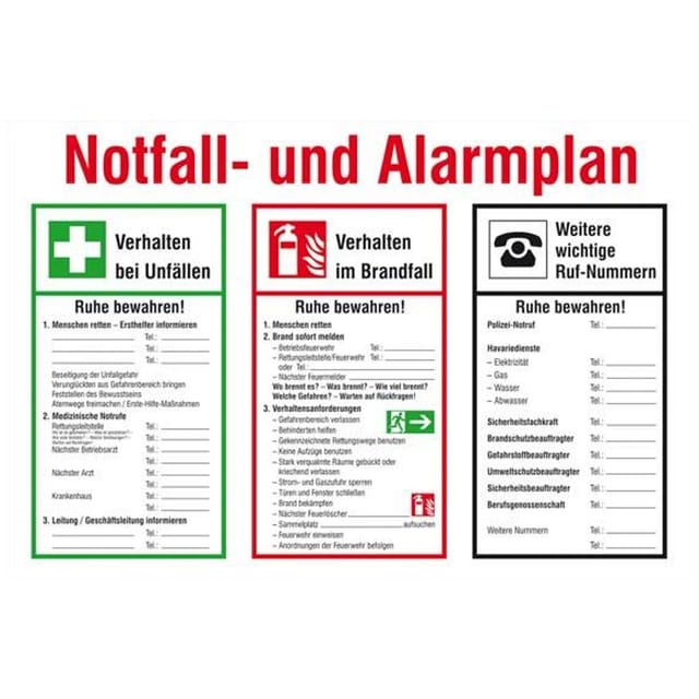 Notfall- und Alarmplan Kunststoff (PVC)