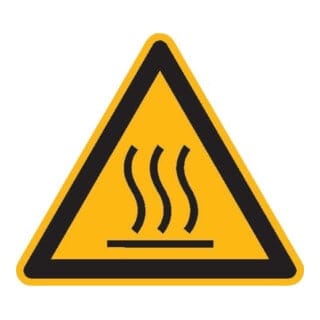 Warnschild Fol 10 St. Heisse Oberfl. SL50mm