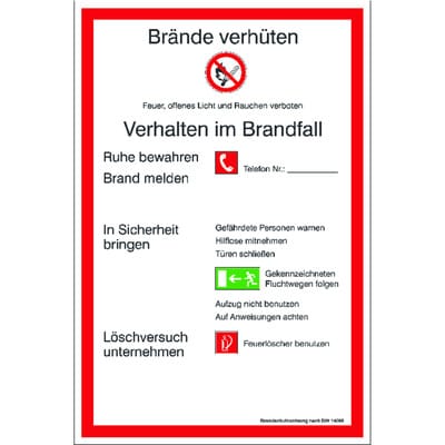 Brandschutzordnung (PVC) 200x300mm