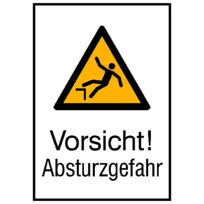 Warnschild Alu gepr Absturzgefahr 262x371