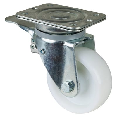 Lenkrolle 125mm N120.B10 Platte,Kst.weiß,RL,Fest N120.B10.127