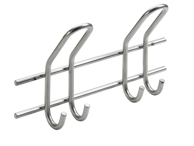 Garderobenleiste, 2 Haken, 285 x 165 x 75 mm, Stahl silberfarben