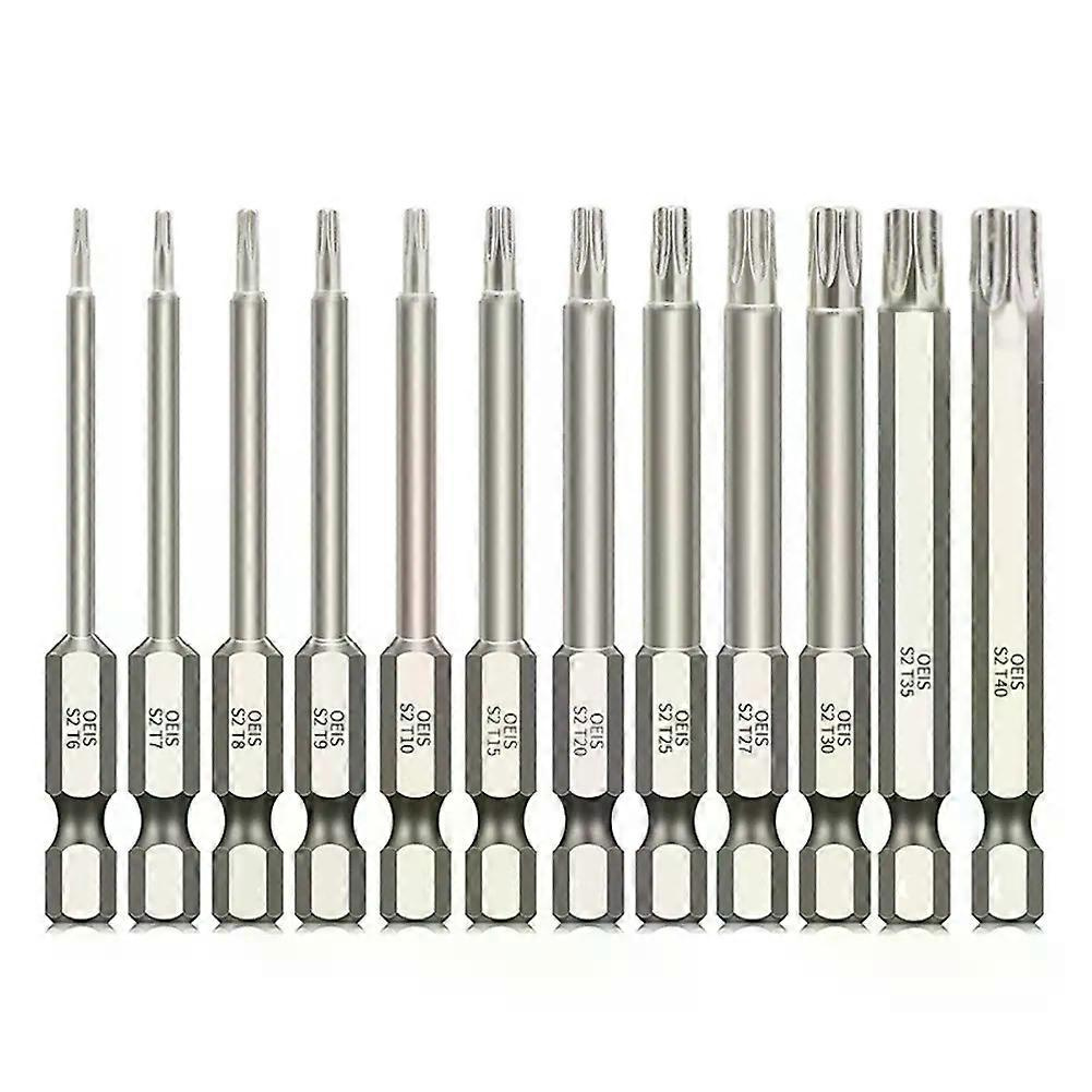 Für 1 Stück Torx-schraubendreher-bit-set, Lange Magnetische Torx-elektroschraubendreher-bits/t7/t8/t9/t10/t15/t20/t25/t27/t30/t40 75mm-jxlgv