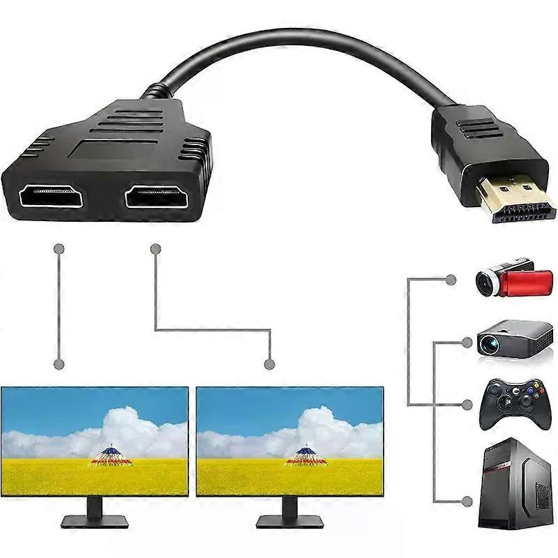 Hdmi-splitter Mit Zwei Anschlüssen (1 Eingang, 2 Ausgänge) Für Hd 1080p, Kompatibel Mit Laptops, Tv-boxen Und Monitoren (stecker Auf Buchse) – Jxlgv