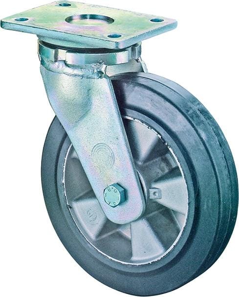 Lenkrolle 160mm RR100.B80Platte,Elastik schw.,KL RR100.B80.160