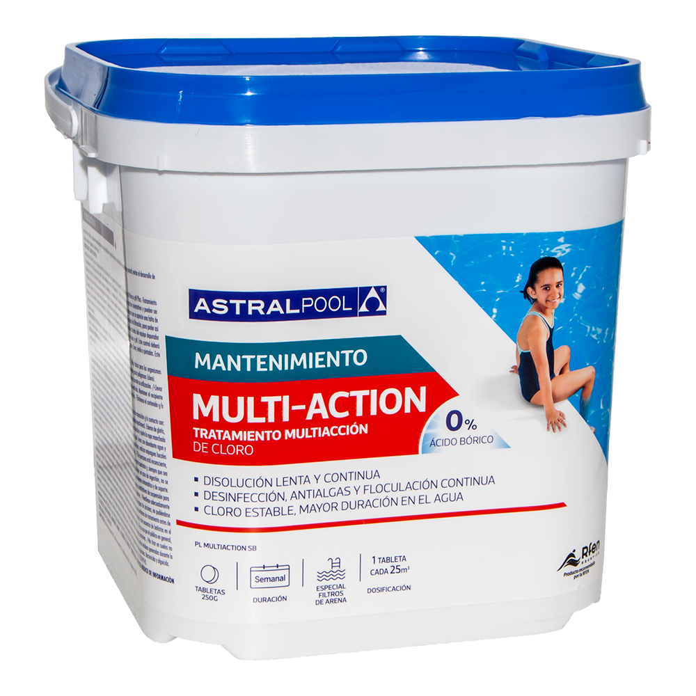 Astralpool Multi-action Tabletas 250 G 25 Kg – Cloro Multifunción 0 % Ácido Bórico