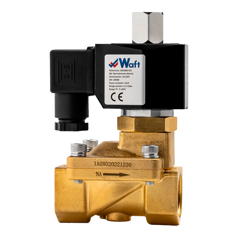 Electroválvula 2 Vías Waft Normalmente Abierta Na Ø 3/4" 220v Ac 13 Bar