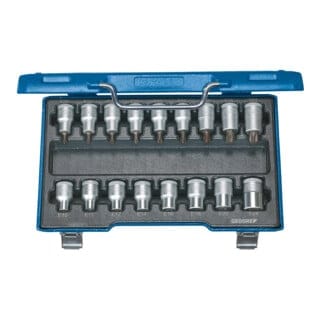 Stecknuss-Satz 1/2" T20 bis T60 und E10 bis E24 17-teilig GEDORE
