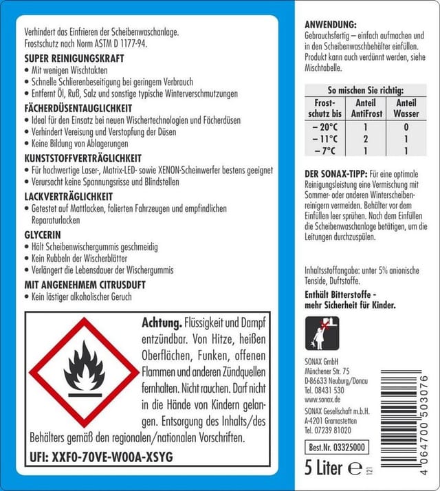 Scheibenwaschanlagen-Frostschutz