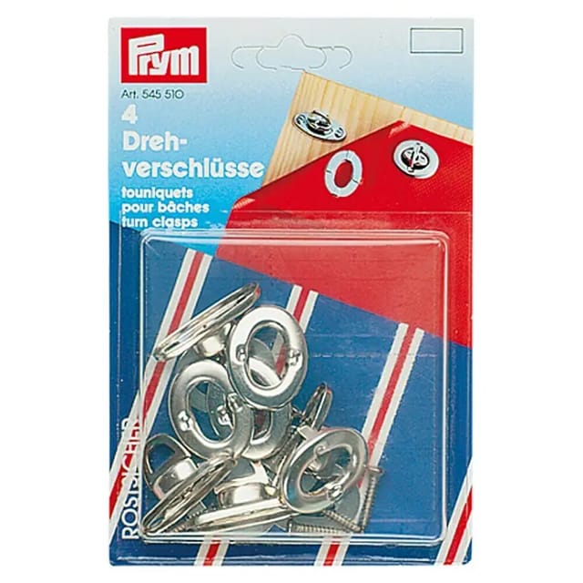 PRYM Drehverschlüsse Messing vernickelt 39,077 4 Stück