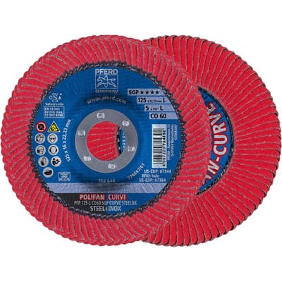 POLIFAN-Fächerschleifscheibe Keramikkorn CO-SGP-CURVE STEELOX, Ø125mm, K60