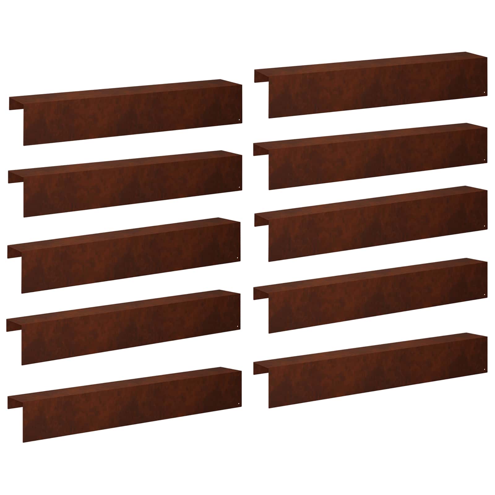 Garten-abdeckprofil 10 Stk. 100 X 20 X 15 Cm Wetterfeststahl Vidaxl