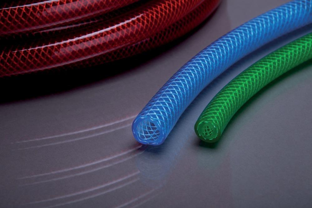 Gewebeschlauch PVC 81B mit Einlage 9x3mm 50m blau transparent AP