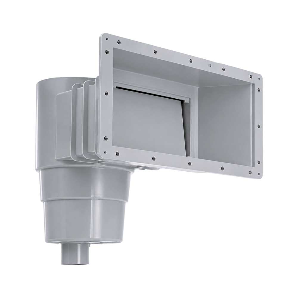 Skimmer Qp Para Piscina De Liner Y Poliéster Boca Larga 360 Mm Gris Claro Con Tapa Cuadrada Ref. 500181cgc