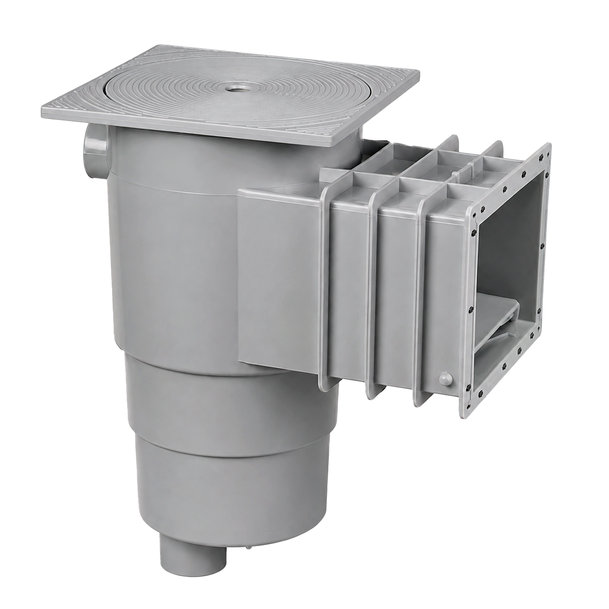 Skimmer Qp Para Piscina De Liner Y Poliéster Boca 200 Mm Gris Claro Con Tapa Cuadrada Ref. 500186cgc