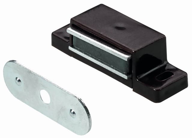 Magnetschnäpper 3-4 kg, Gegenplatte starr, 45 x 14 x 15 mm, verzinkt, braun