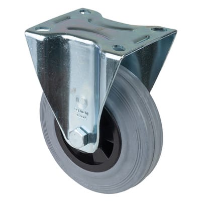 Bockrolle 125mm L410.B46 Platte,Gummi grau,RL L410.B46.125