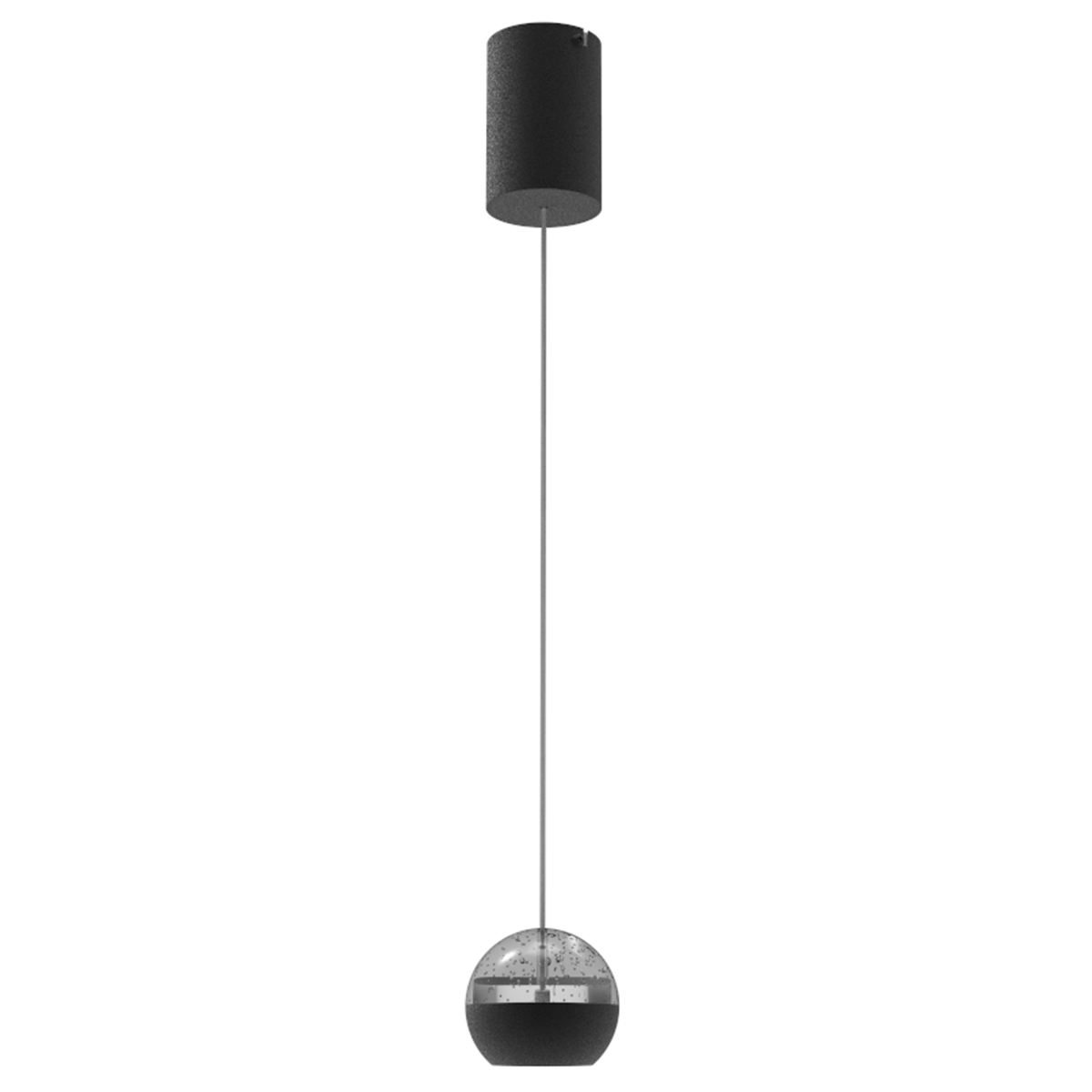 Hängeleuchte - Schwarz - Belluno - Glas Metall - Ø 10cm - Led -