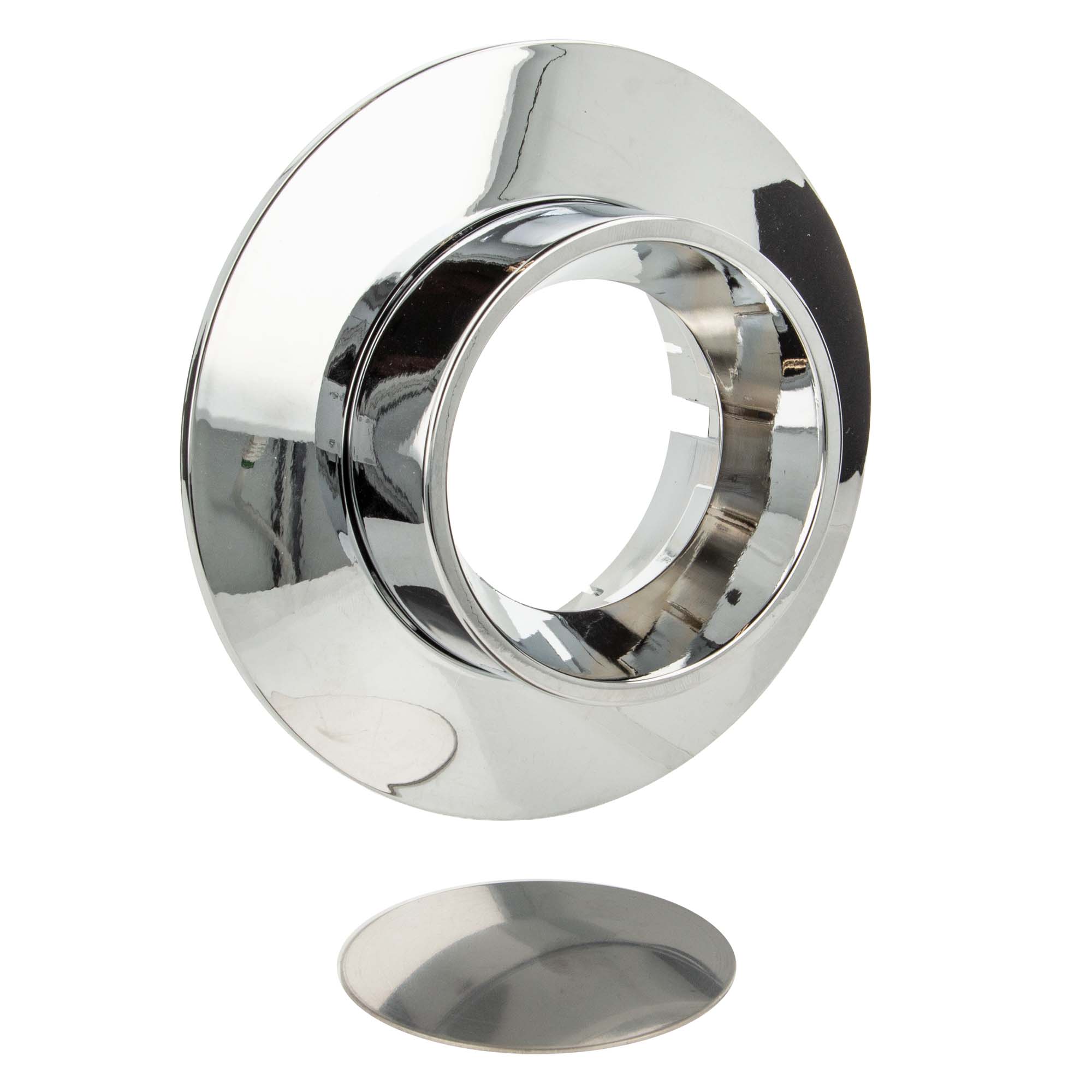 Tecuro Rosette Ø 140 Mm, 2-teilig, Zu Allmess Up-wasserzähler, Mit Blindkappe, Kunststoff Verchromt