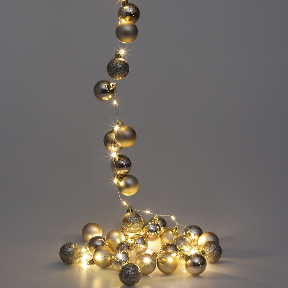 Led-lichterkette Mit Timer, 2 M, 40 Champagnerfarbene Kugeln