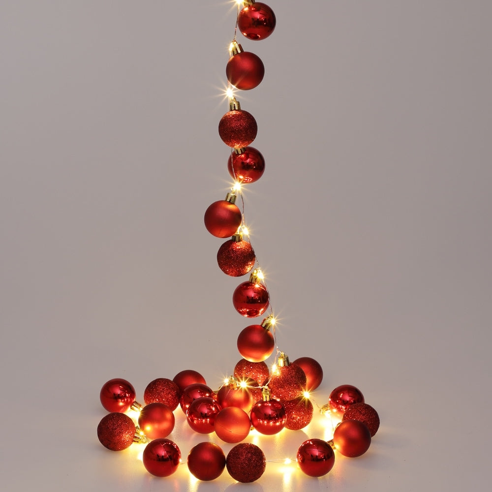 Led-lichterkette, Rote Kugeln, 2 M, 40 Leds, Timer