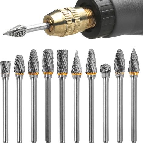 10-teiliges Wolframkarbid-drehwerkzeug-fräser-set, Verschleißfester Schaft Für Metall, Holz, Polieren, Bohren, Schnitzen Für Holz