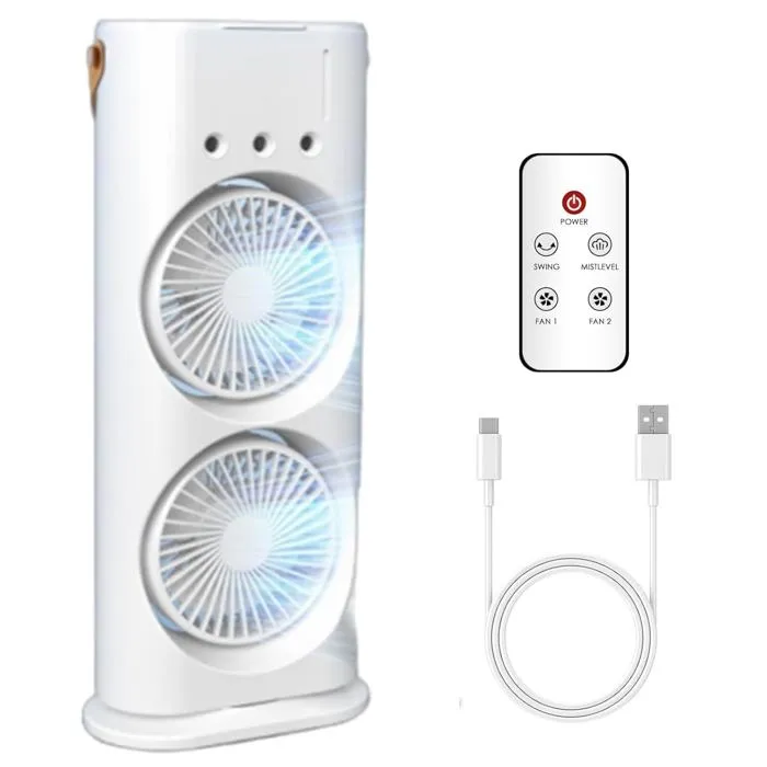 Bullseye Air Fan 4-in-1, Wiederaufladbarer Nebelventilator, 2 Ventilatoren, Fernbedienung, 3 Geschwindigkeitsstufen