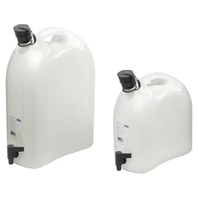 Wasserkanister mit Ablasshahn und Auslaufrohr