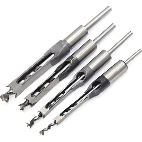 Meißel-set Vierkantbohrer, Stahl-hohlmeißel Holzbearbeitungswerkzeug-set (1/4 -1/2 - 5/16 - 3/8 Zoll)