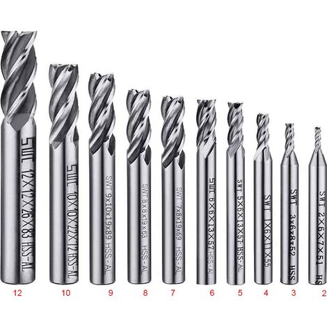 10-teiliges Bohrer-set Mit 4 Nuten – 2–12 Mm Schaftfräser – Hss-cnc-bohrer-set Mit Geradem Schaft Für Bohrer – Werkzeugset Für Holz, Aluminium, Stahl Und Titan