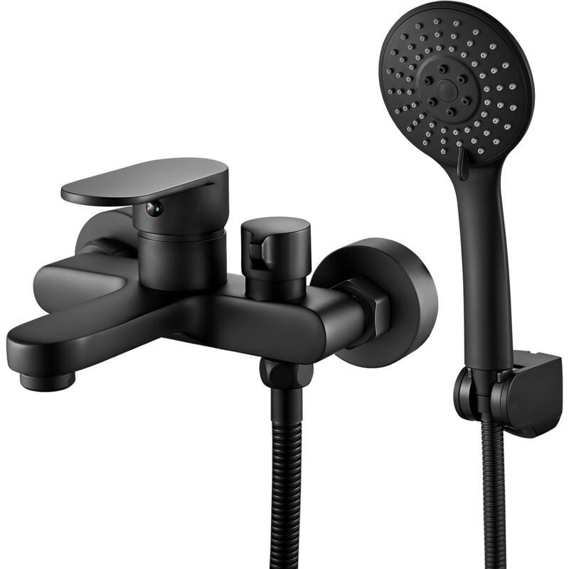 Schwarze Badarmatur Mit Handbrause, Wandbrausearmatur Mit Halterung Und 1,5 M Schlauch (crezuo)