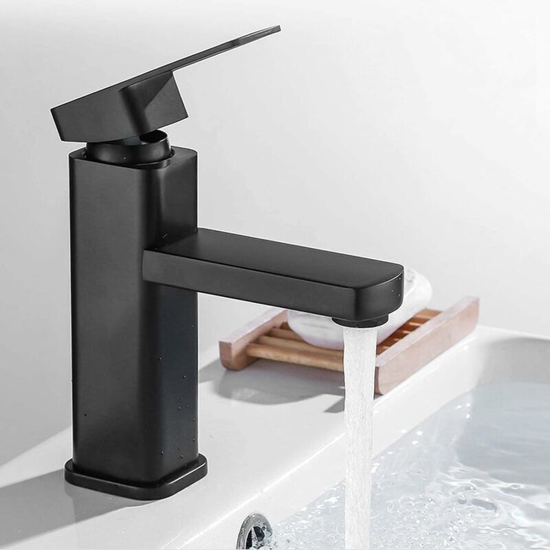 Moderne, Mattschwarze Badarmatur, Elegante Design-waschtischarmatur, Waschtischmischer Aus Schwarzem Messing, Badmischer Mit Abnehmbarem Luftsprudler Von Crezuo